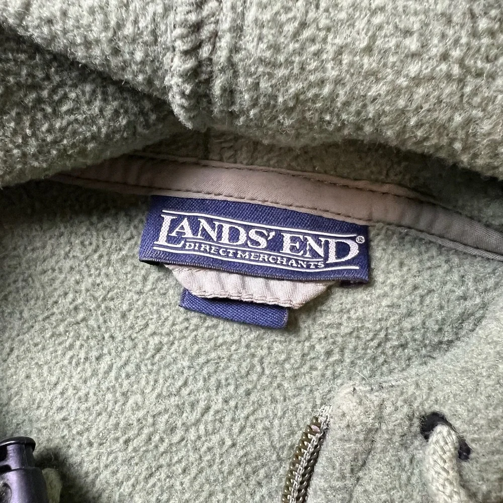 Lands End Fleece Parka‎ Women S 6-8 Olive Green Aircore-200 Full Zip Jacket